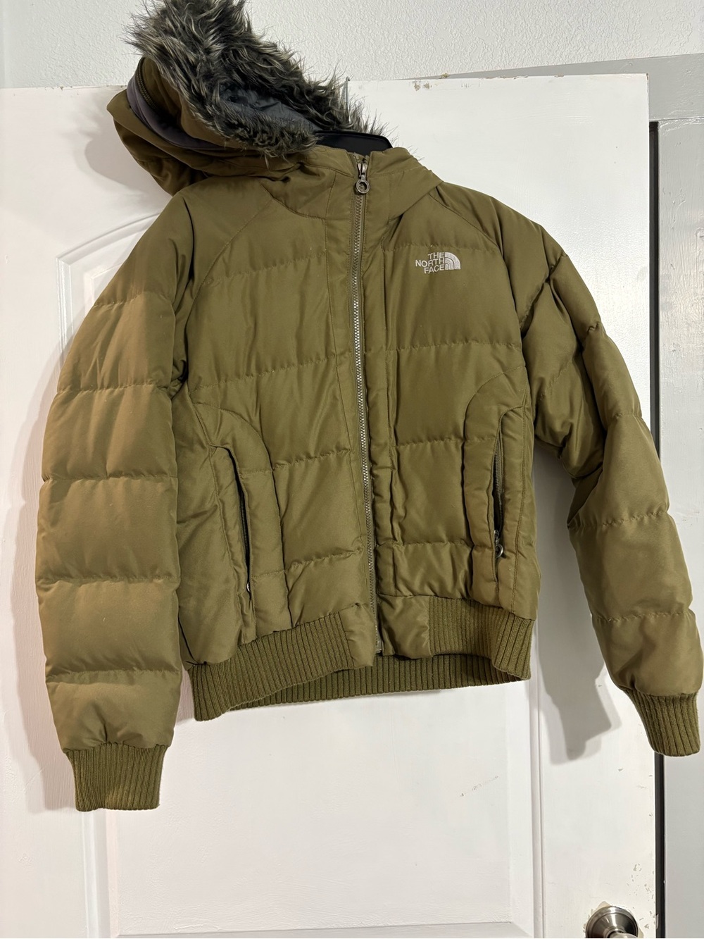 Olive puff North face Jacket